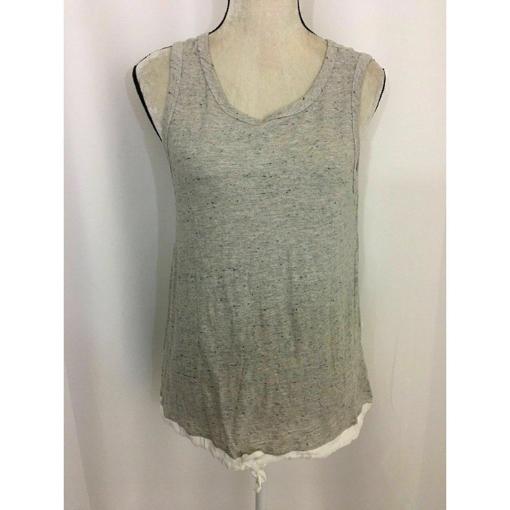 Monrow Gray White Scoop Neck Tank Top Medium